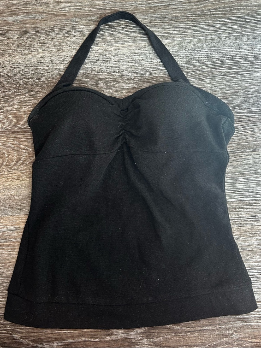 Fergie Black Halter Ruched Bust Camisole